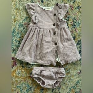 Vignette Textured/Muslin Baby Dress Set with Bloomers. Lilac color.